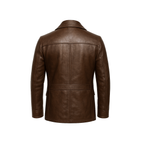 Brown leather jacket on a white background