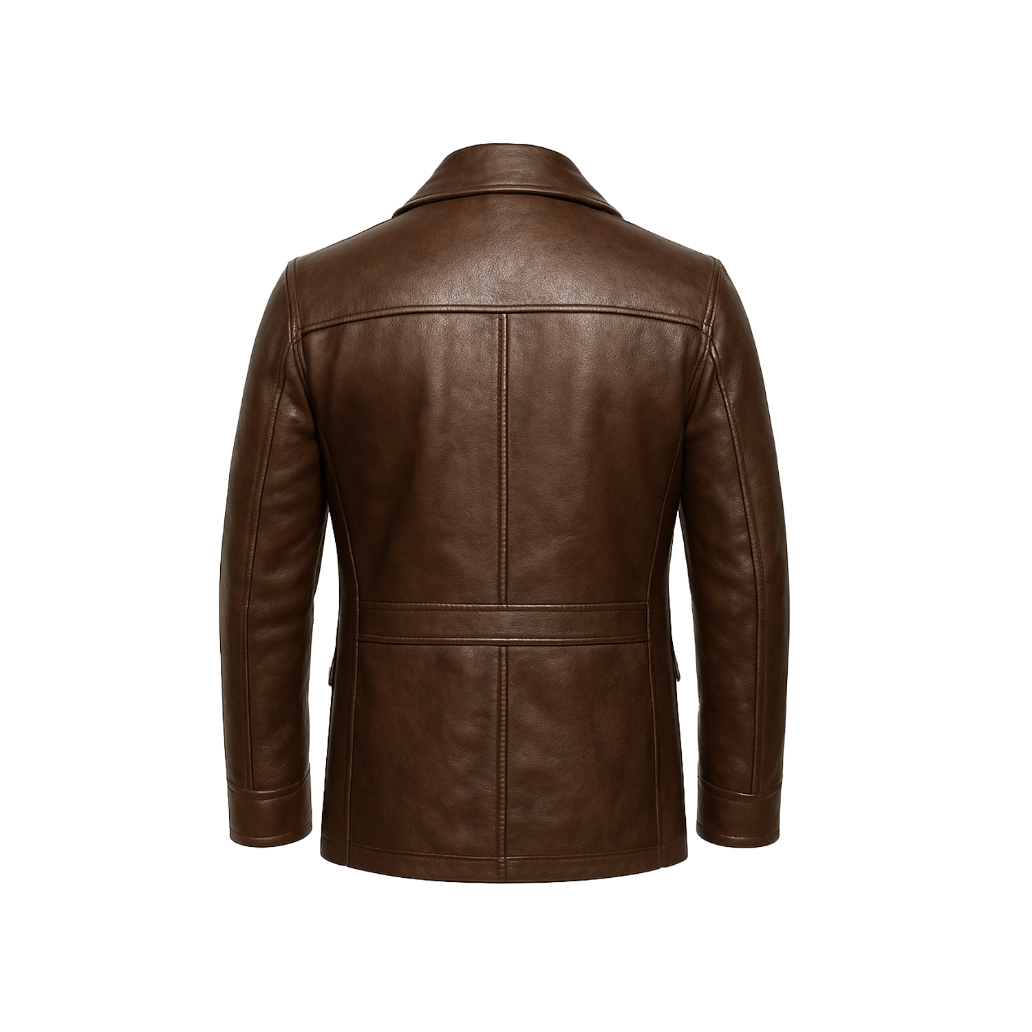 Brown leather jacket on a white background