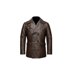 Brown leather jacket on a white background