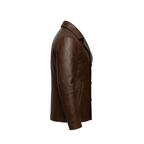 Brown leather jacket on a white background