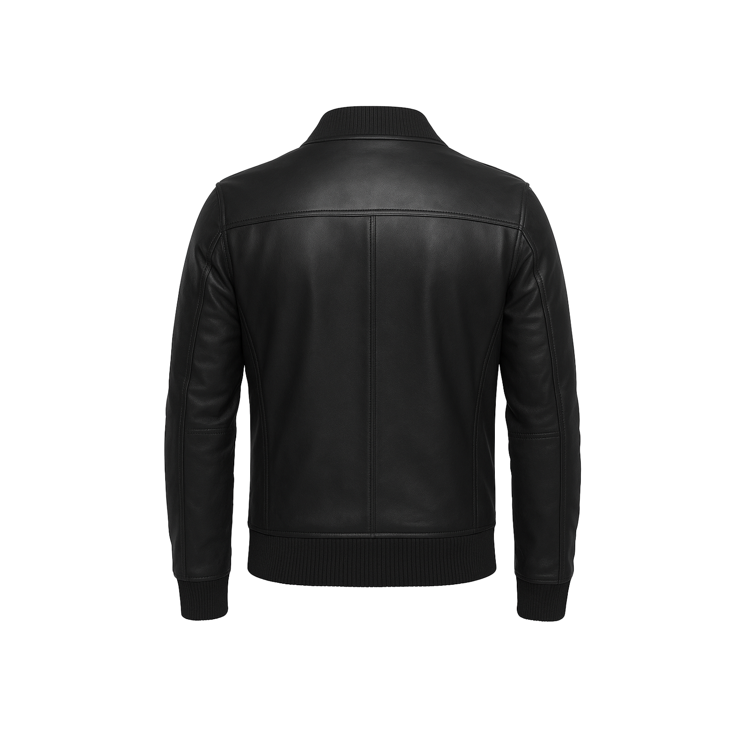 Black leather jacket on a white background