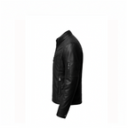Black leather jacket on a white background
