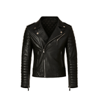 Black leather jacket on a white background