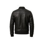 Black leather jacket on a white background