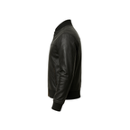 Black leather jacket on a white background