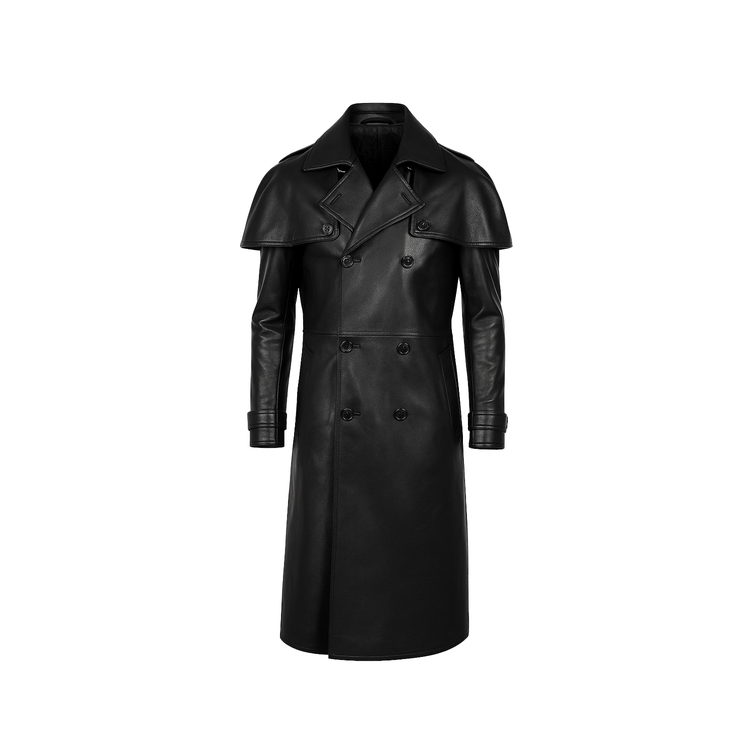 Black leather coat on a white background