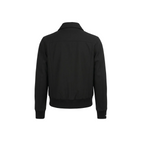 Black jacket on a white background with a brand logo in the corner.