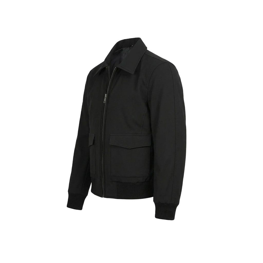 Men's black bomber jacket outfit