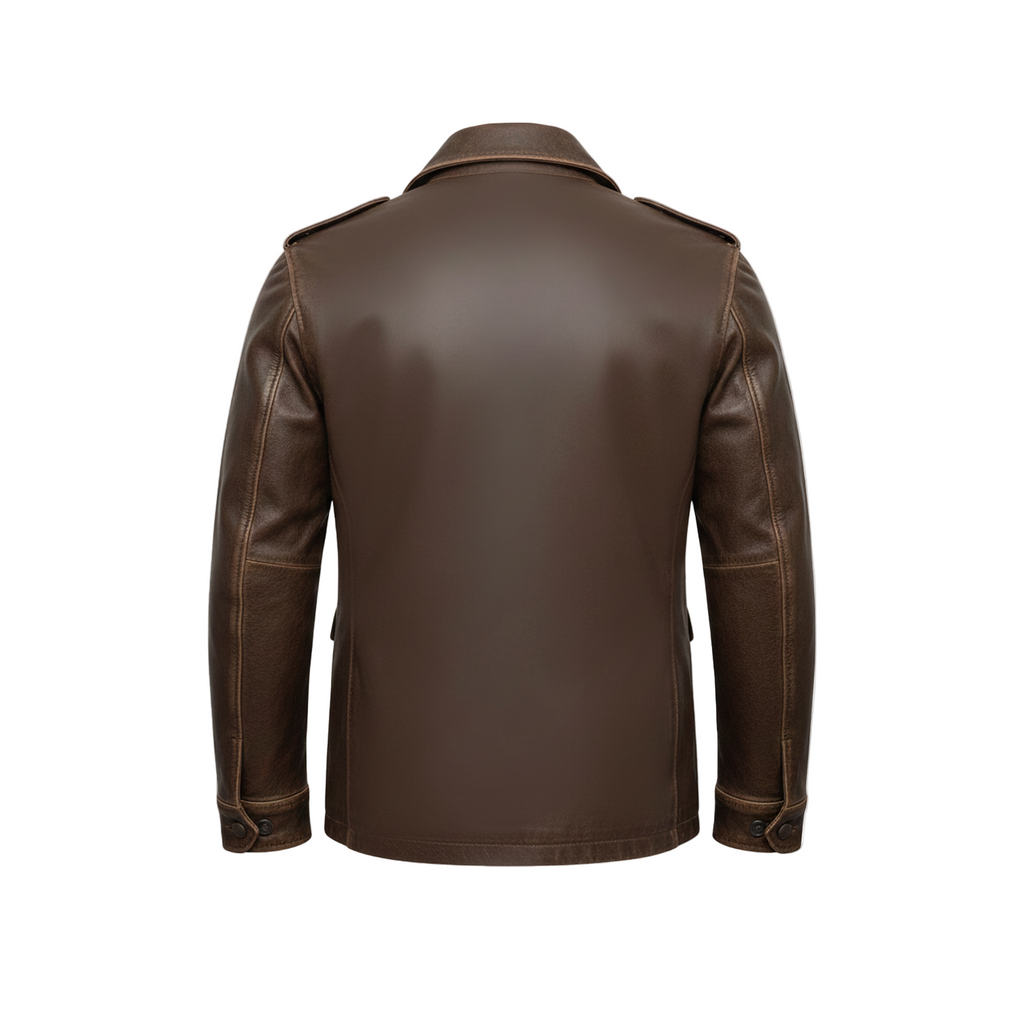 Mens brown leather field jacket
