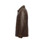 Mens brown leather field jacket