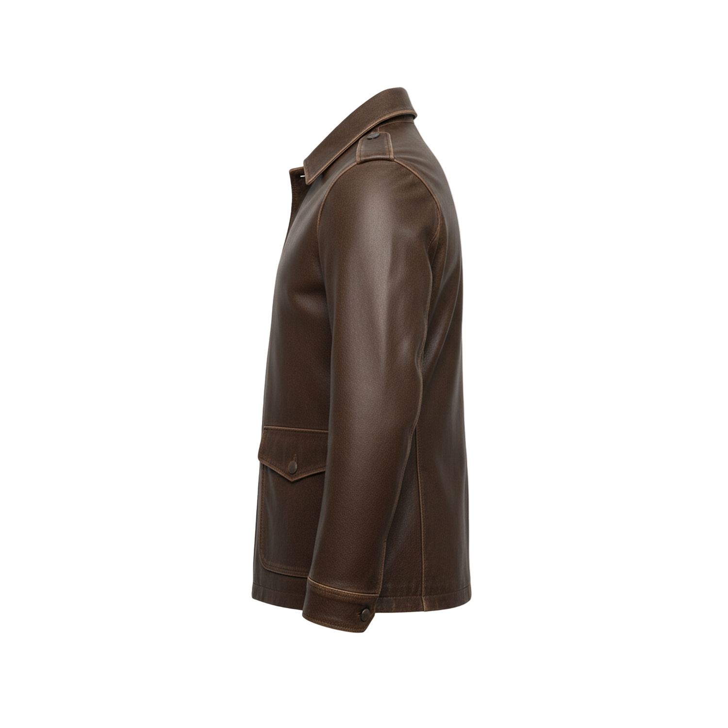 Mens brown leather field jacket