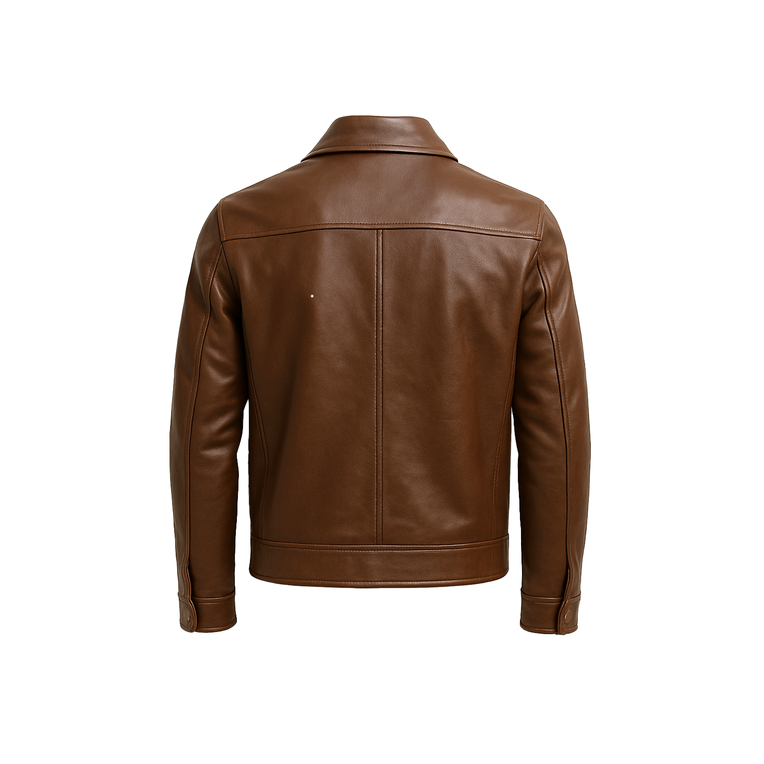 Brown leather jacket on a white background