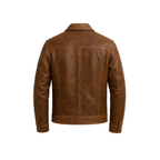Brown leather jacket on a white background