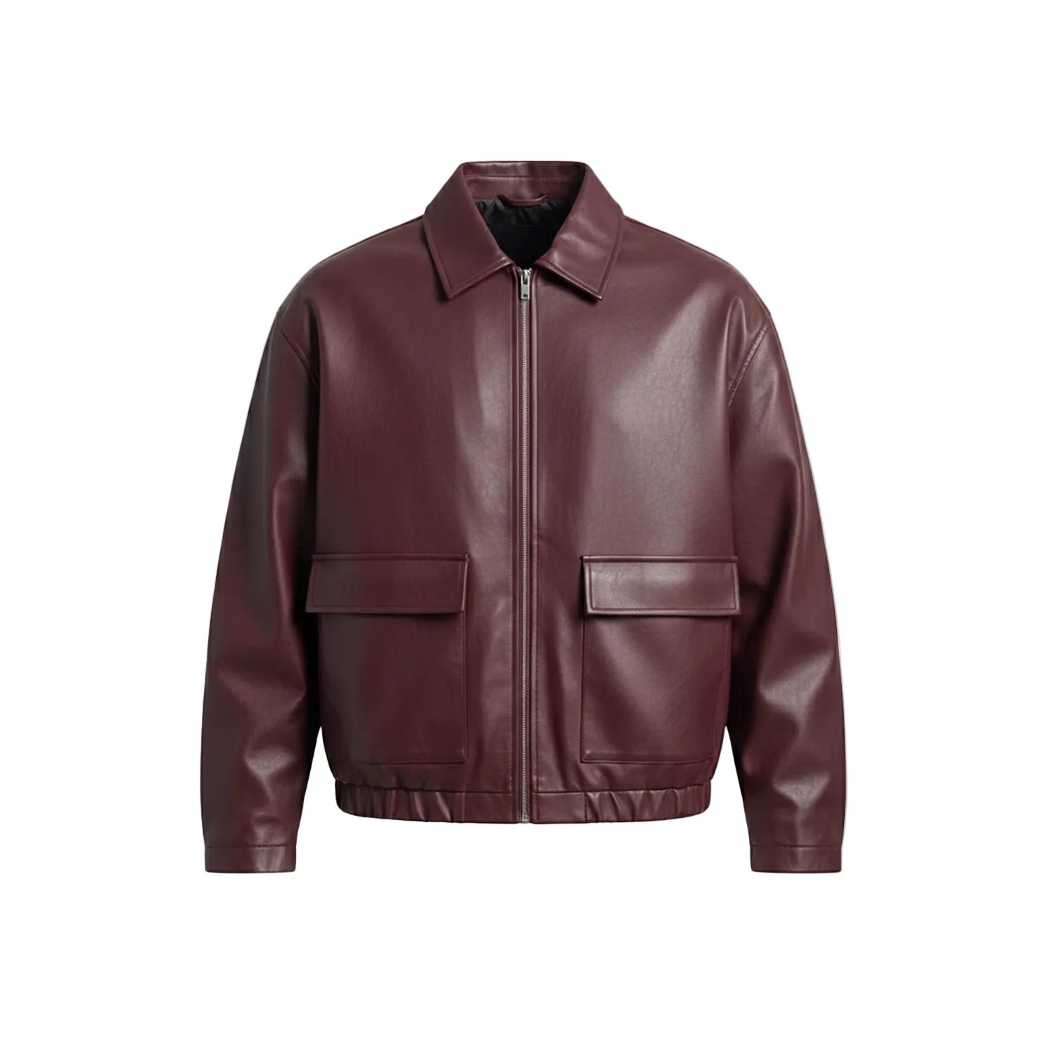 Men's  Burgundy Leather Jacket