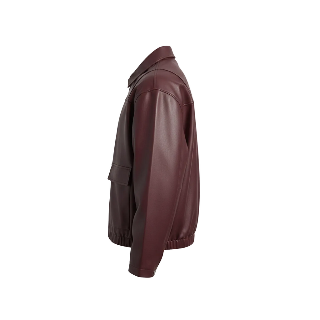 Men's  Burgundy Leather Jacket