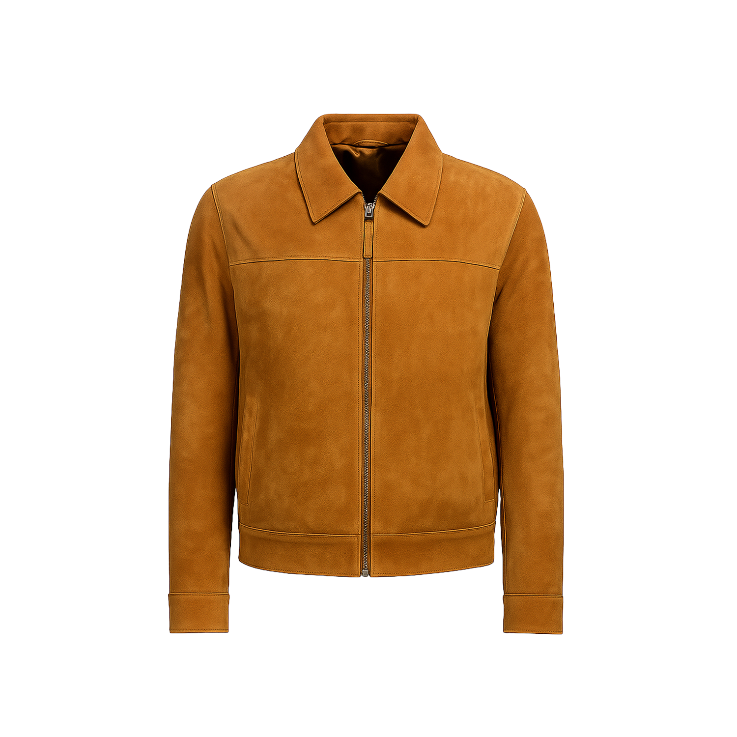 Men’s Classic Brown Suede Leather Bomber Jacket