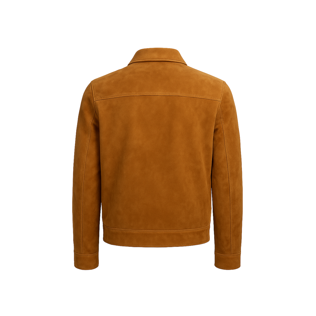 Men’s Classic Brown Suede Leather Bomber Jacket