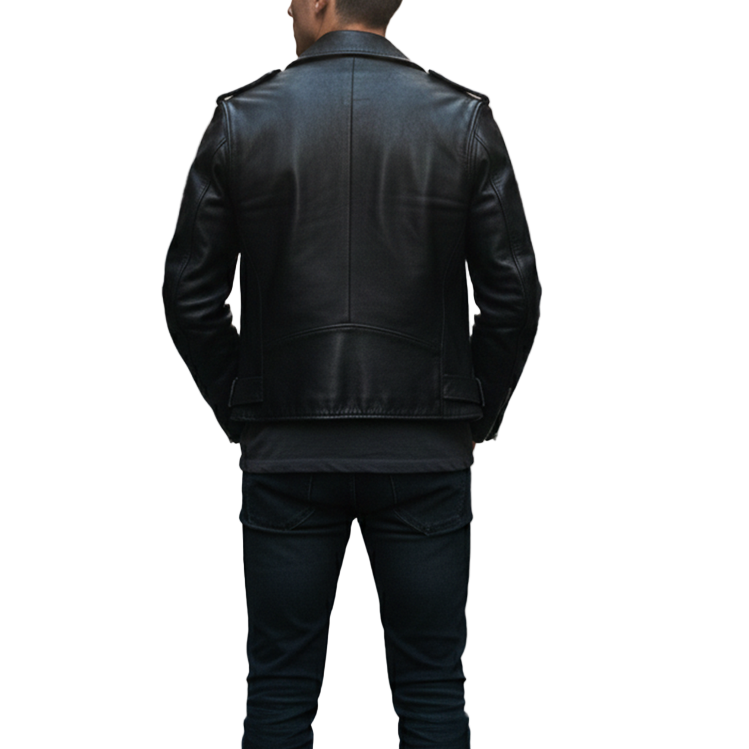 Men’s Vintage Leather Biker Jacket 1970s Retro Style