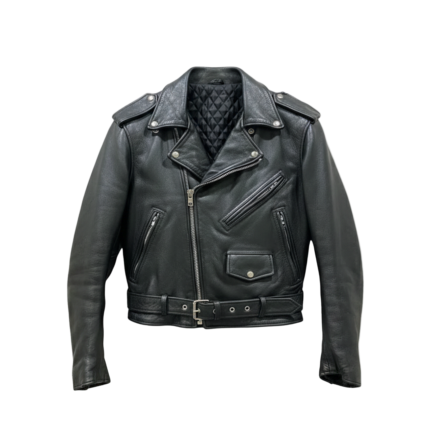 Men’s Vintage Leather Biker Jacket 1970s Retro Style