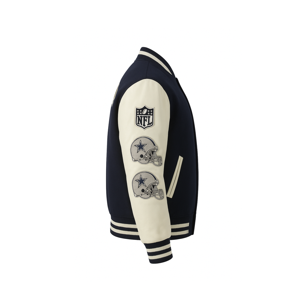 Dallas Cowboys Full Snap Wool Leather Varsity Jacket