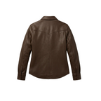 Brown leather jacket on a white background