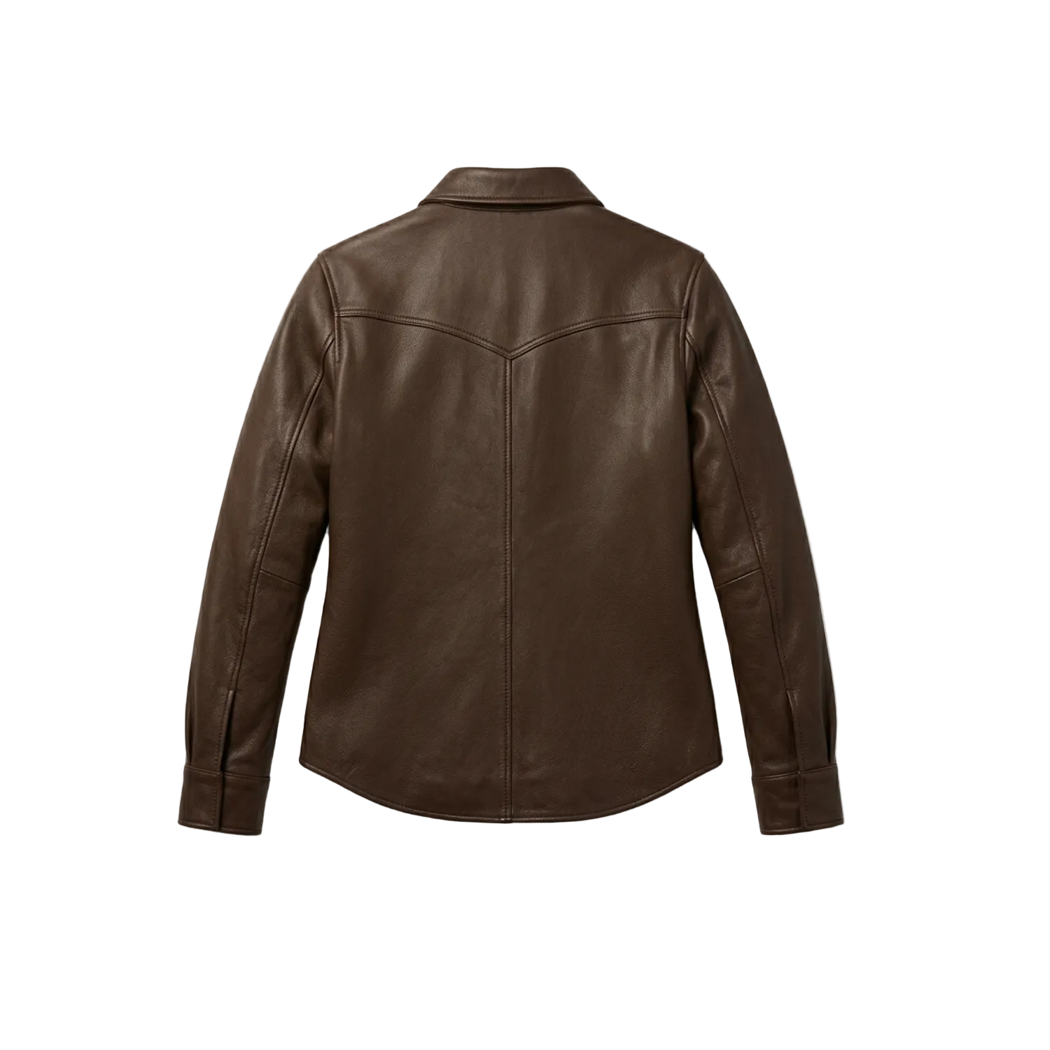 Brown leather jacket on a white background