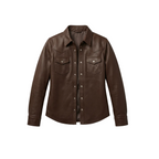 Brown leather shirt on a white background