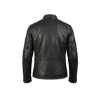 Black leather jacket on a white background
