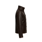Brown leather jacket on a white background