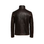 Brown leather jacket on a white background