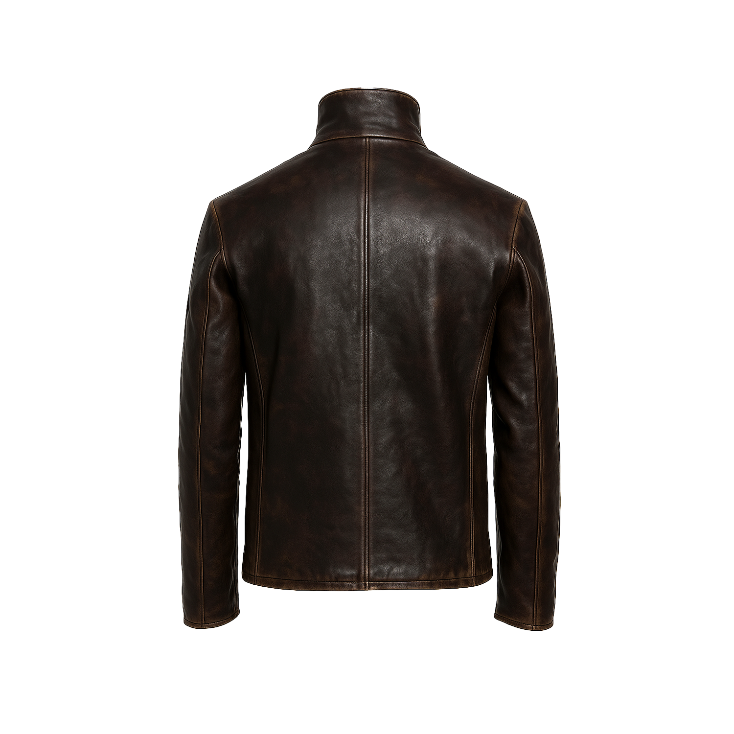 Brown leather jacket on a white background