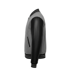 Gray and black jacket with a brand logo on a white background