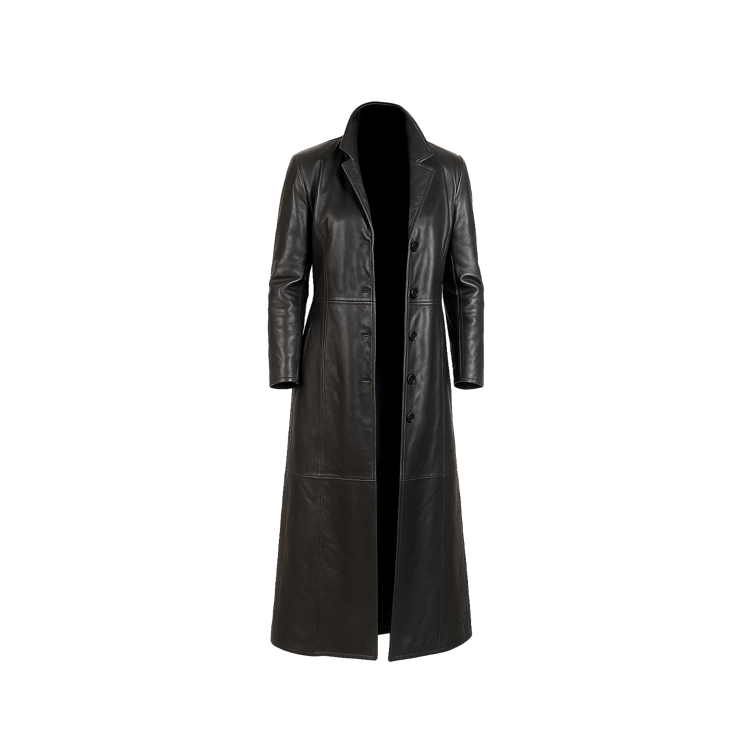 Black leather coat on a white background