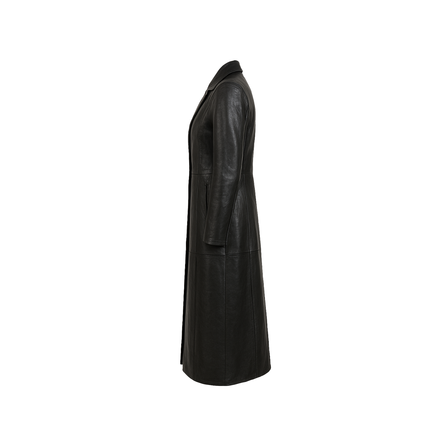 Black leather coat on a white background