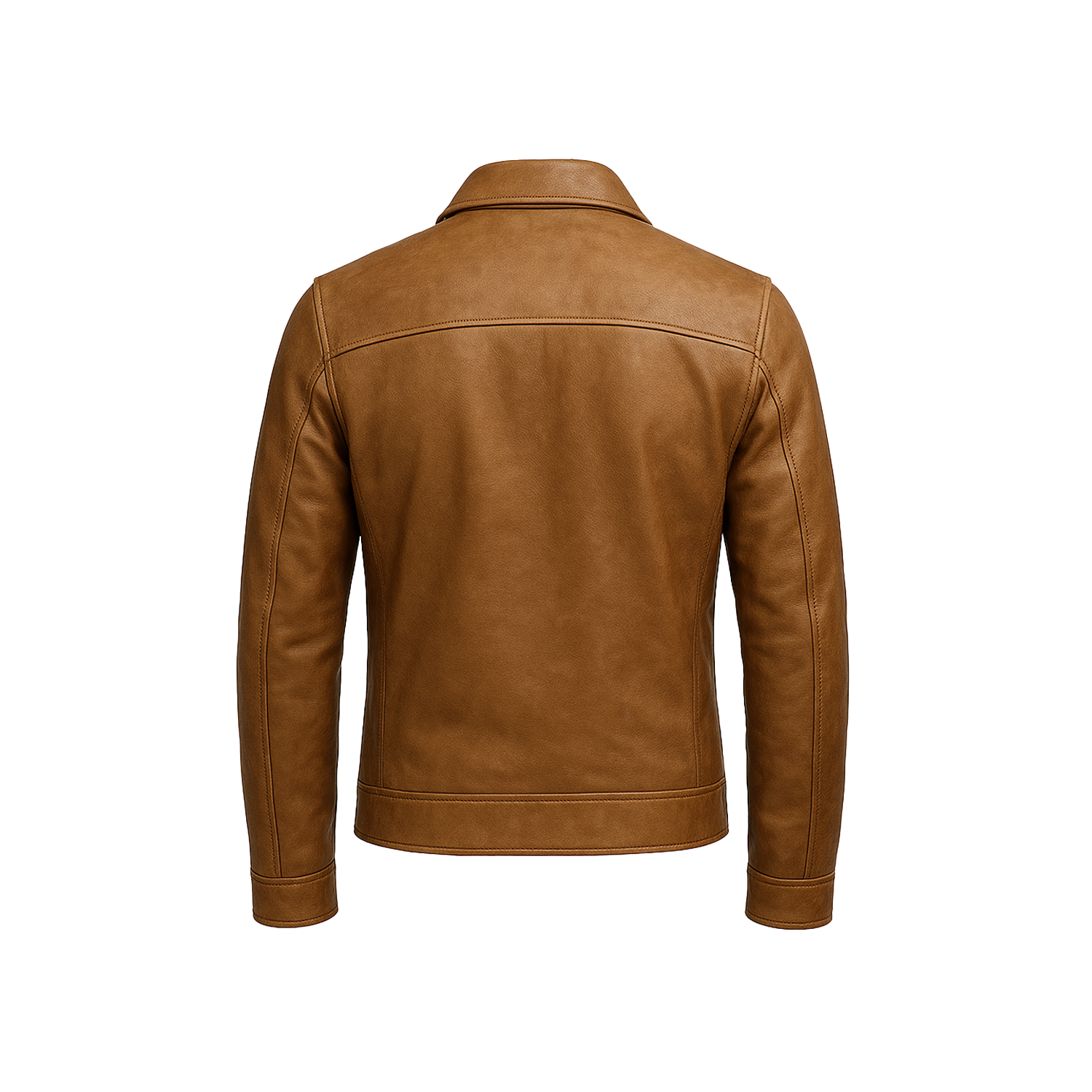 Brown leather jacket on a white background