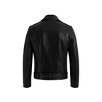 Black leather jacket on a white background