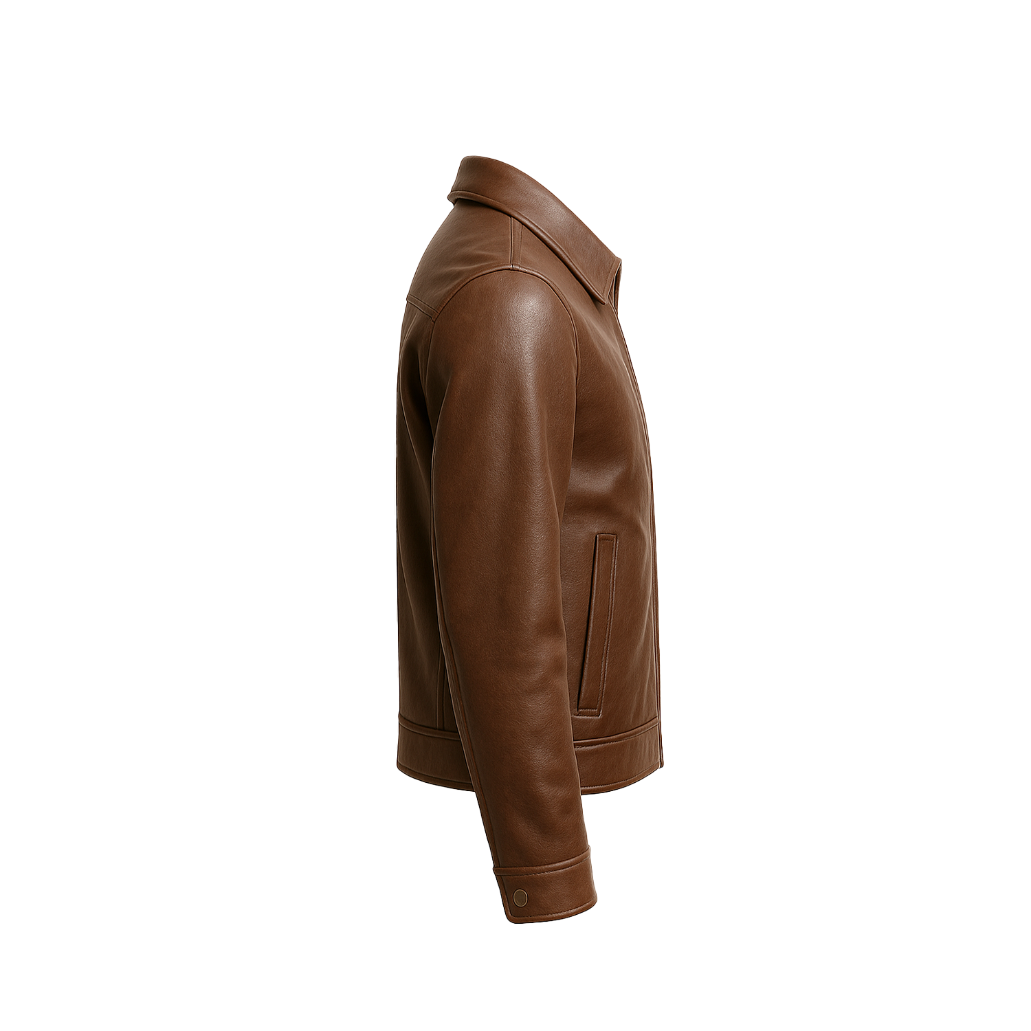 Brown leather jacket on a white background