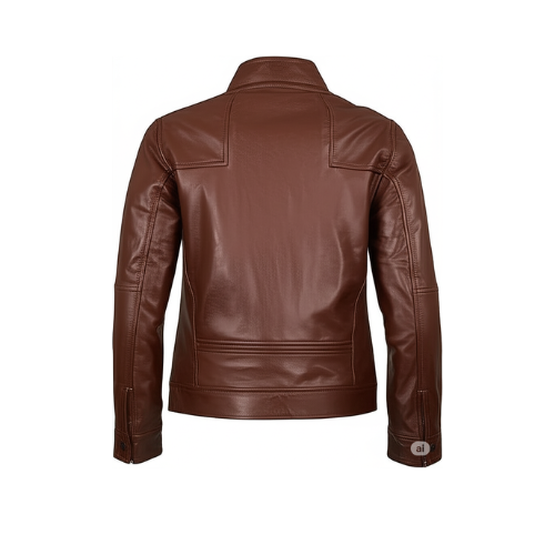 Men’s Classic Brown Leather Bomber Jacket