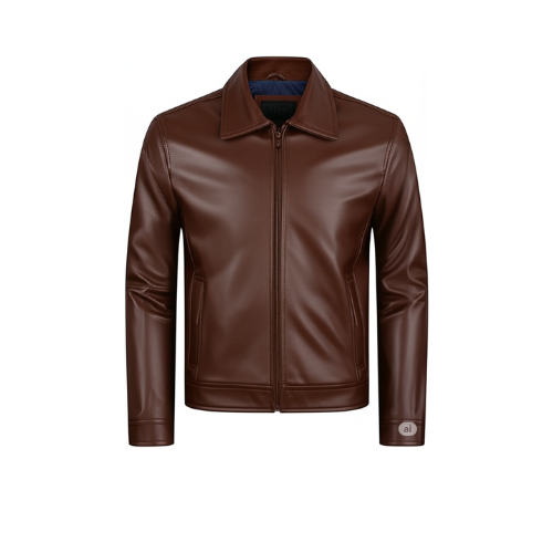 Men’s Classic Brown Leather Bomber Jacket