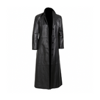 Handcrafted Men's Black Lambskin Leather Long Coat