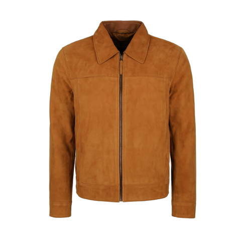 Men’s Classic Brown Suede Leather Bomber Jacket