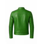 Men’s Premium Green Leather Biker Jacket