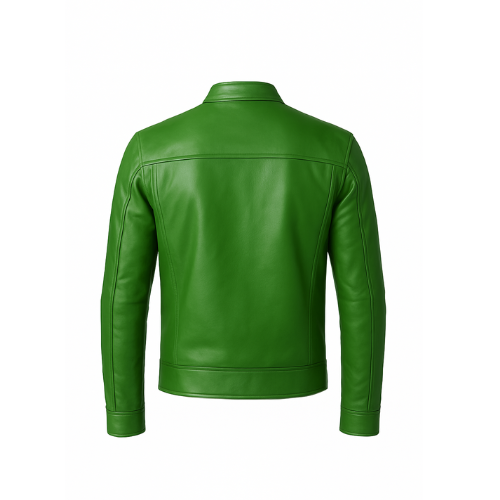 Men’s Premium Green Leather Biker Jacket