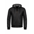 Black hooded jacket on a white background