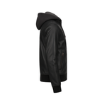 Men’s Premium Hooded Leather Jacket – Modern Streetwear Style