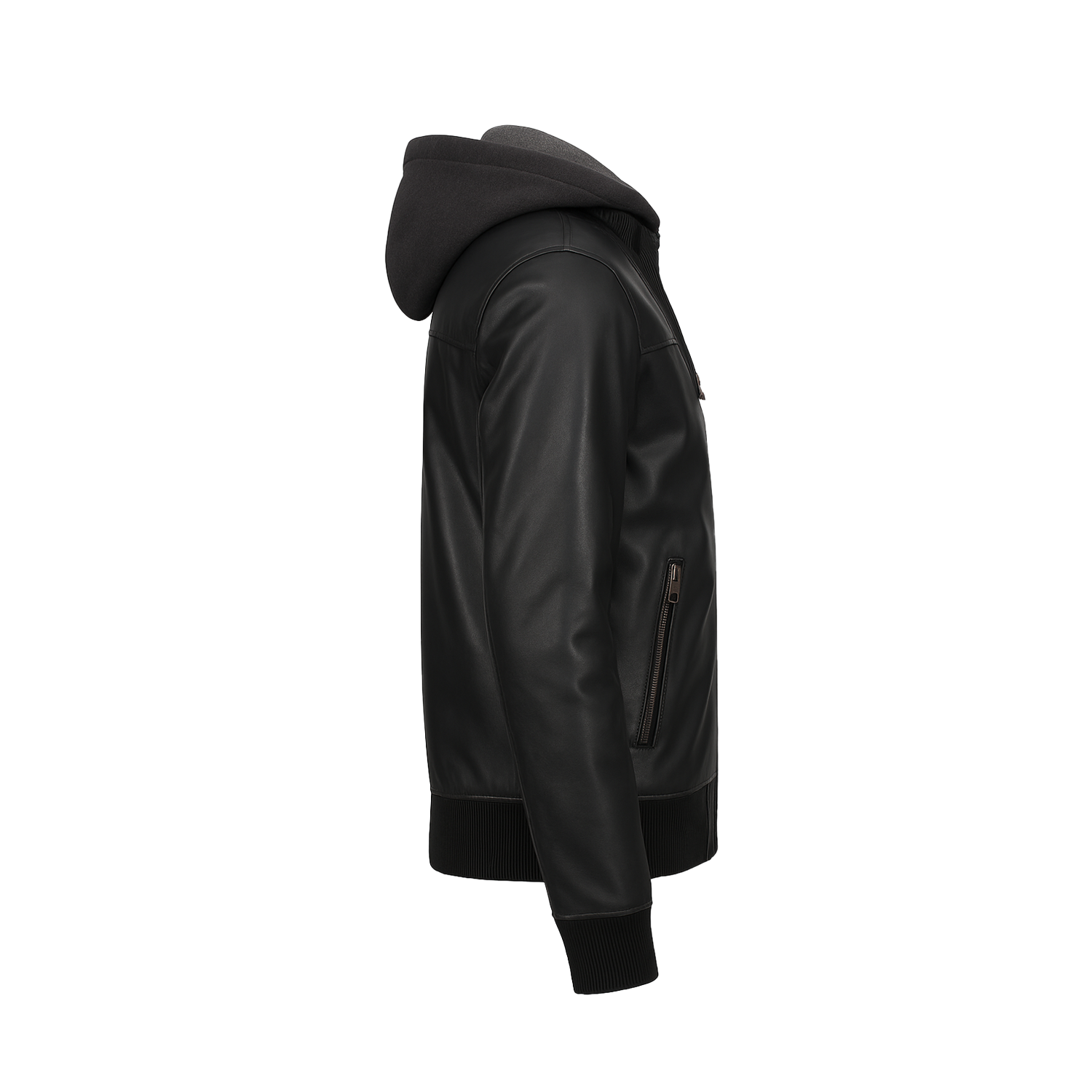Men’s Premium Hooded Leather Jacket – Modern Streetwear Style