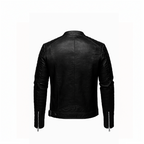 Black leather jacket on a white background
