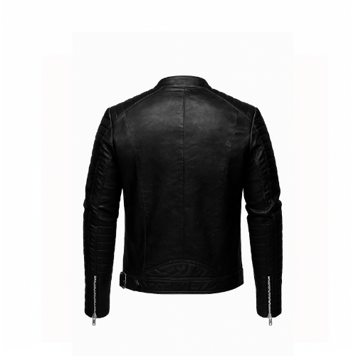 Black leather jacket on a white background