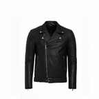 Black leather jacket on a white background