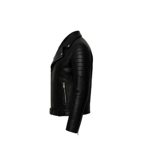 Black leather jacket on a white background